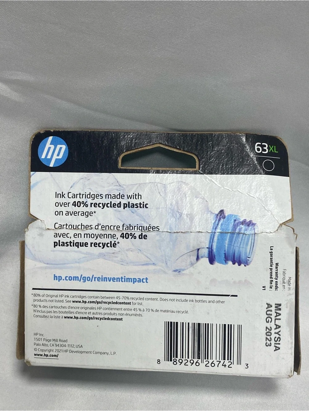HP 63 XL Black Ink Catridge New In Box Sealed Box